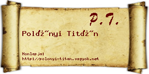 Polónyi Titán névjegykártya